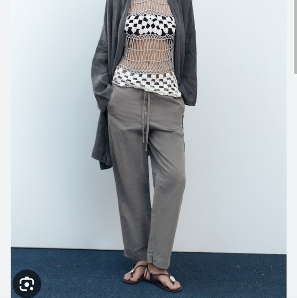 Zara linen blend barrel pants - Picture 1 of 7